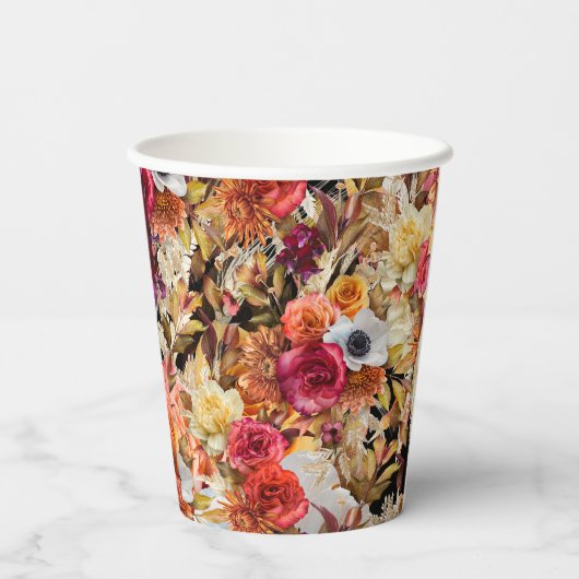 Donker en Moody Bloemen Gotisch Vrijgezellenfeest Papieren Bekers (Achterkant)