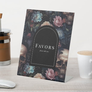 Donker en Moody Bloemen Gotisch Vrijgezellenfeest Reclamebord Met Voetstuk