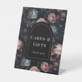 Donker en Moody Bloemen Gotisch Vrijgezellenfeest  Reclamebord Met Voetstuk (Voorkant)