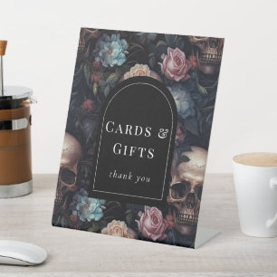 Donker en Moody Bloemen Gotisch Vrijgezellenfeest Reclamebord Met Voetstuk