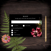 Donker en Moody Elegant Floral Black Wedding RSVP
