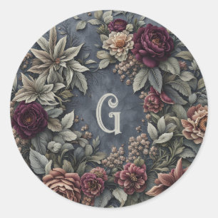 Donker en Moody Floral Ronde Sticker