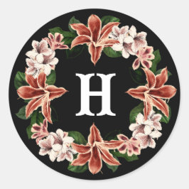 Donker en Moody Monogram Sticker Zwart Botanisch
