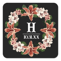 Donker en Moody Monogram Sticker Zwart Botanisch