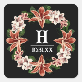 Donker en Moody Monogram Sticker Zwart Botanisch