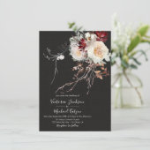Donker en Moody Winter Floral Wedding Kaart (Staand voorkant)