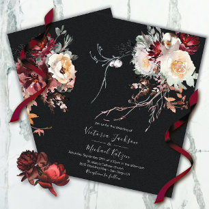 Donker en Moody Winter Floral Wedding Kaart