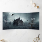 Donker en Spooky Night Halloween Party Drieluik Uitnodiging (Binnen)