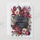 Donker Esthetisch Bloemen Save the Date - Rood & Z Kaart (Voorkant)