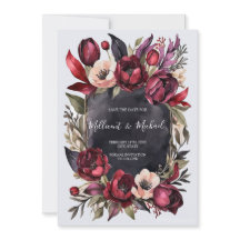 Donker Esthetisch Bloemen Save the Date - Rood & Z