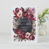 Donker Esthetisch Bloemen Save the Date - Rood & Z Kaart (Staand voorkant)