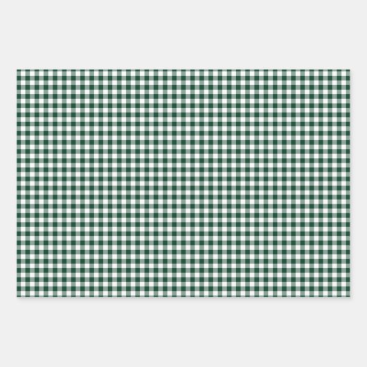 Donker Forest Green Gingham Check Patroon Inpakpapier Vel (Voorkant 3)