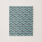Donker gesneden glas en Blauwgroen zigzag Legpuzzel (Verticaal)