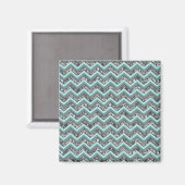 Donker gesneden glas en Blauwgroen zigzag Magneet (Voorkant / Achterkant)