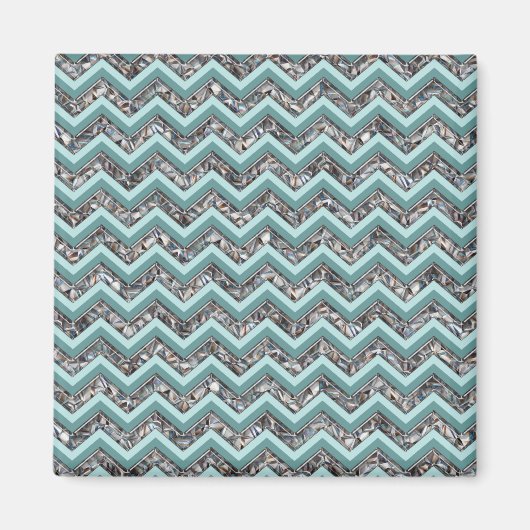 Donker gesneden glas en Blauwgroen zigzag Magneet (Voorkant)