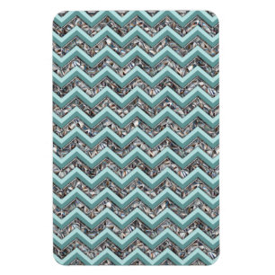 Donker gesneden glas en Blauwgroen zigzag Magneet