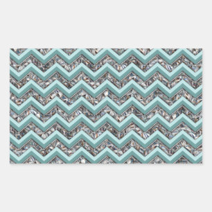 Donker gesneden glas en Blauwgroen zigzag Rechthoekige Sticker