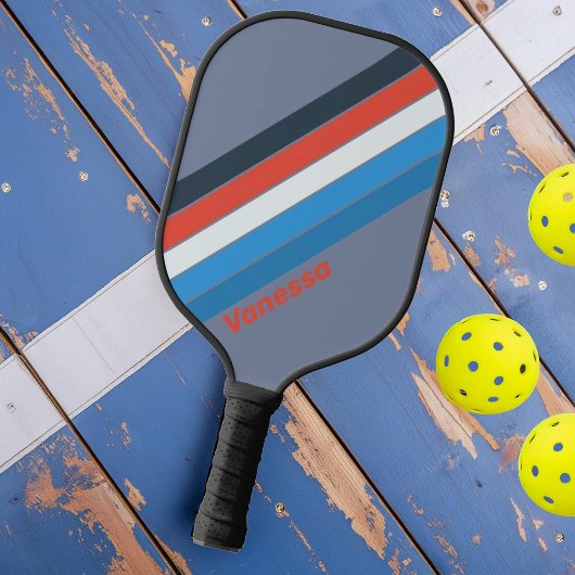Donker Gestreept met Naam Pickleball Paddle
