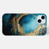 Donker Getijden Abstract Oceanisch Blauw & Goud Case-Mate iPhone Case (Achterkant (horizontaal))