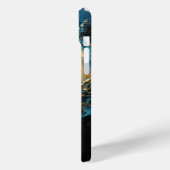 Donker Getijden Abstract Oceanisch Blauw & Goud Case-Mate iPhone Case (Achterkant / Links)