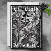 Donker Gothic Zwart & Wit Skelet Paar Bruiloft Kaart