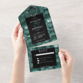 Donker Gotisch Blauwgroen & Zwart Moth Geen Diner All In One Uitnodiging (Afscheurbaar)