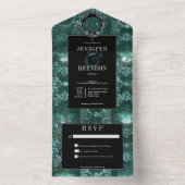 Donker Gotisch Blauwgroen & Zwart Moth Geen Diner All In One Uitnodiging (Binnen)