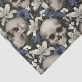 Donker  Gotisch Bloemen Schedel Lelie Vlinders Tissuepapier (Detail)