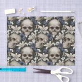 Donker  Gotisch Bloemen Schedel Lelie Vlinders Tissuepapier (Craft)