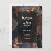 Donker Gotisch  Blush Bloemen & Zwart Ravens Kaart (Voorkant)