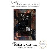 Donker Gotisch  Blush Bloemen & Zwart Ravens RSVP Kaartje