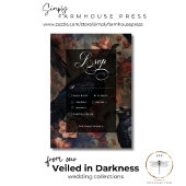 Donker Gotisch  Blush Bloemen & Zwart Ravens RSVP Kaartje