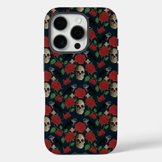 Donker Gotisch Grungy Roos Vines Raven Schedel roo Case-Mate iPhone Case (Achterkant)