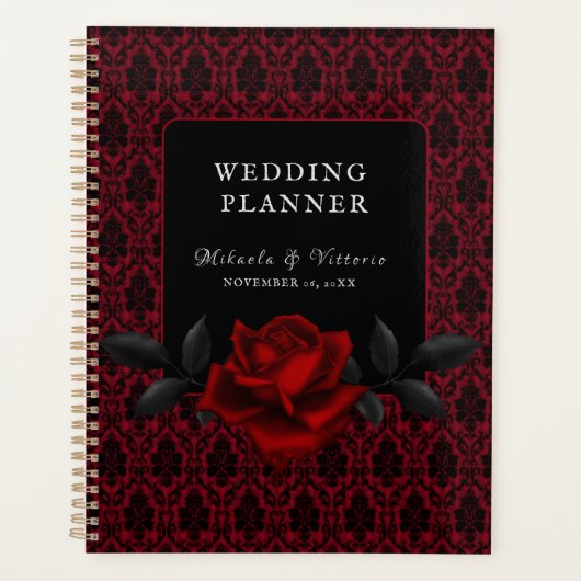 Donker Gotisch Roos Bruiloft Planner (Voorkant)