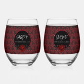 Donker Gotisch Roos Bruiloft Wijnglas Zonder Voet (Achterkant)