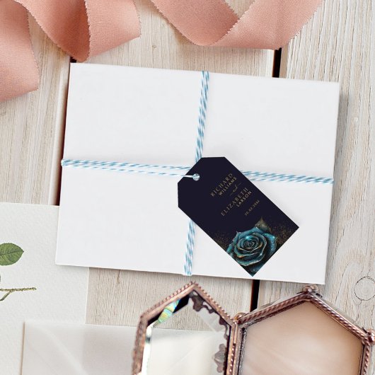 Donker Gotisch Roos Glitter Bruiloft Cadeaulabel