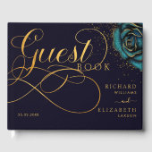 Donker Gotisch Roos Glitter Bruiloft Gastenboek (Voorkant)