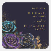 Donker Gotisch Roos Glitter Bruiloft Vierkante Sticker (Voorkant)