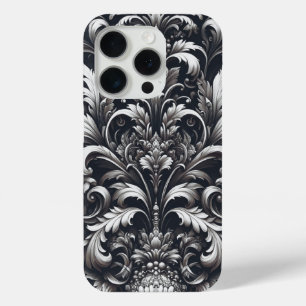 Donker gotisch vet sierbloemen patroon iPhone 15 pro case