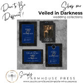 Donker Gotisch Zwart Bloemen Satijn Damast Blauw H Bedankkaart