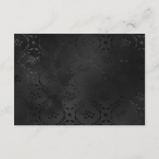  donker gotisch zwart damast bruiloft receptie informatiekaartje (Achterkant)
