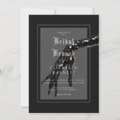Donker Gotisch Zwart Sequin Hand Bridal Brunch Kaart (Voorkant)