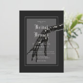 Donker Gotisch Zwart Sequin Hand Bridal Brunch Kaart (Staand voorkant)