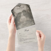 Donker Gotisch Zwart & Tan Raven Diner w / Details All In One Uitnodiging (Afscheurbaar)