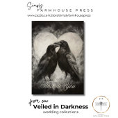 Donker Gotisch Zwart & Tan Raven Script Bruiloft Bedankkaart