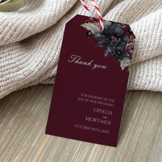 Donker Gotische Bloemen Bourgondische bruiloft Dan Cadeaulabel