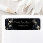 Donker Gotische Bloemen Schedel Moody retouradres Etiket (Insitu)