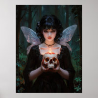 Donker gotische fee - gothic gevleugeld meisje in