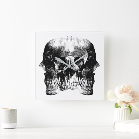 Donker Gotische Schedel Kunst Vierkante Klok (Huis)