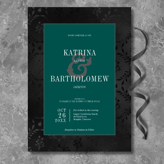 Donker Gotische Zwarte Bloemen Satijn Damask Blauw Kaart